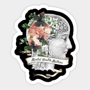 Brain Floral, Mental Health Matters 3 Sticker